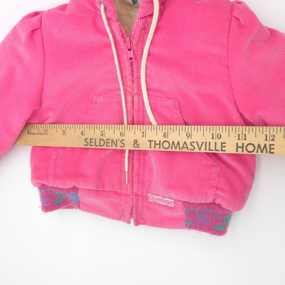 Vintage OshKosh Pink Full Zip Hooded Jacked Sherpa Lining Size 12 Months - Picture 13 of 14